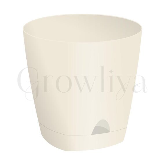 Горшок Амстердам D110 мм с подст. Сливочный 0,65 л